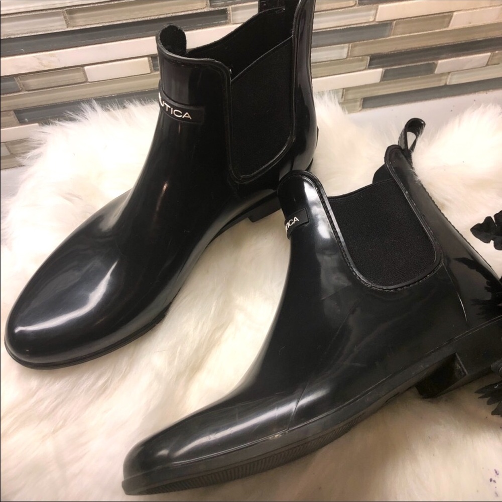 Nautica black rain boots